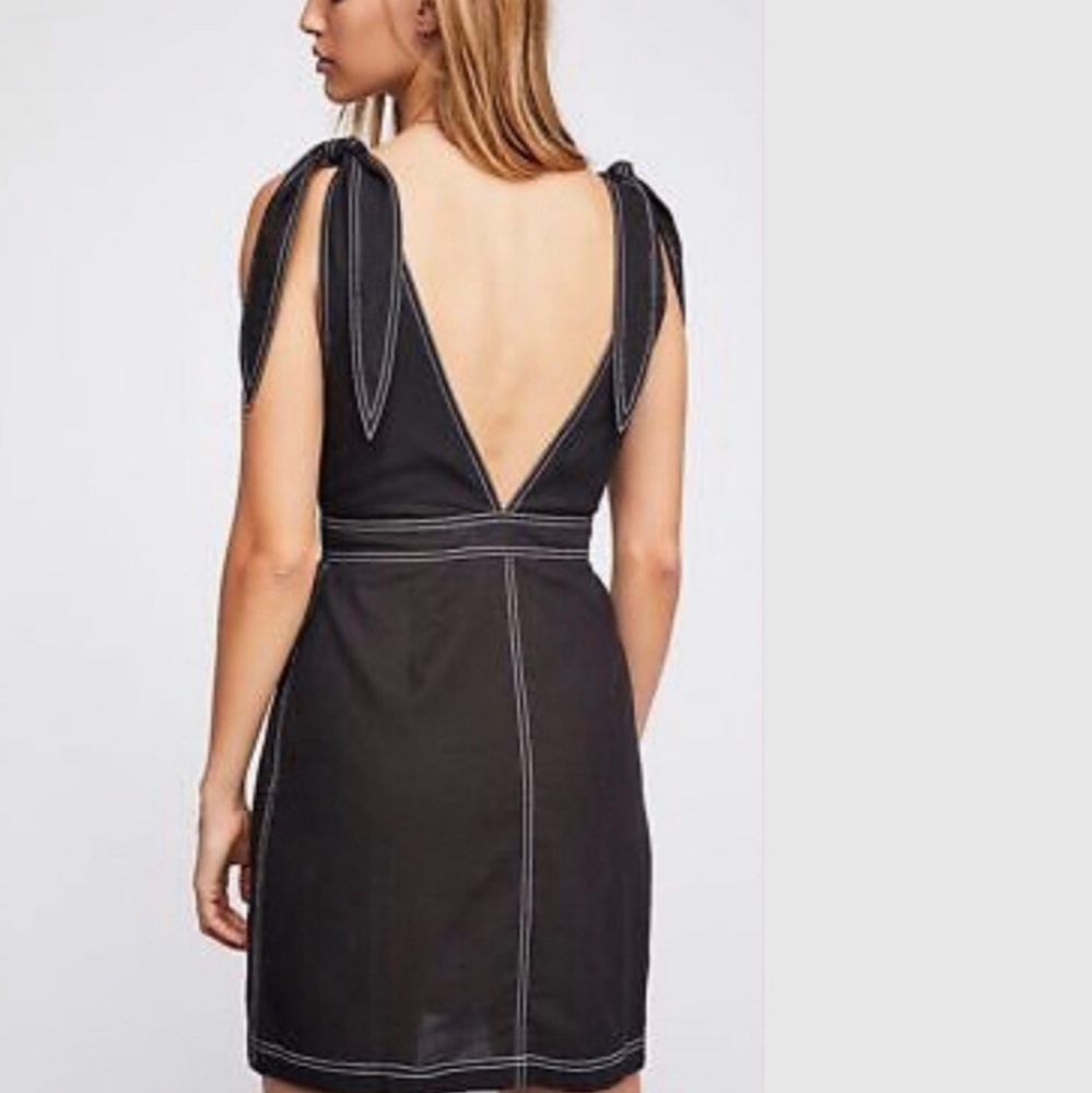 Free People London Town Tie Strap Mini Dress Size 4 - Picture 3 of 6